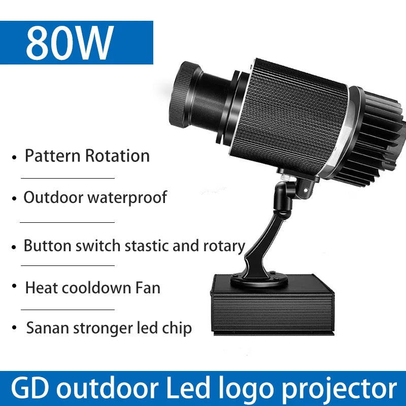 LED Logo Projection Custom Advertising Notice, Restaurant Welcome Image Sign, Caution Rotary Light Gobo Projector for Outdoor