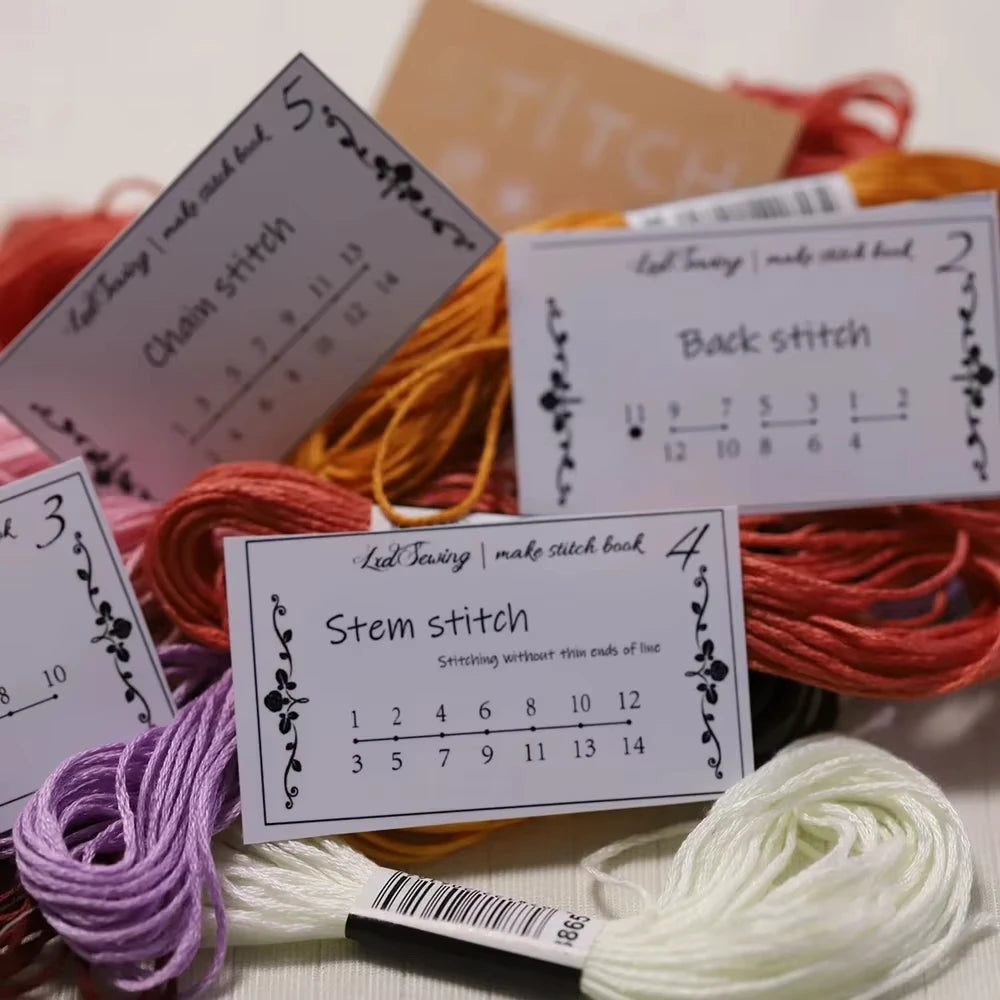 1pc Mini Sewing Card Set Mini Sewing Book Sewing Embroidery Stitch Book Mini Sewing Book for Home Sewing Arts Crafts