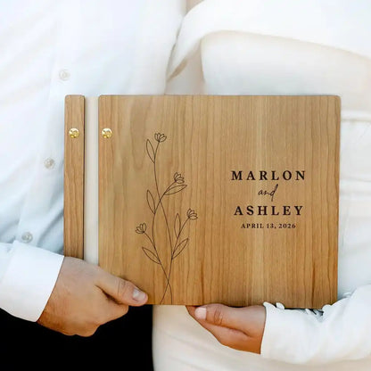 Custom Guest Book Wedding Wooden Memorial Book Mr & Mrs Signing Book Engagement Party Decor Personalized Gift Photo Album