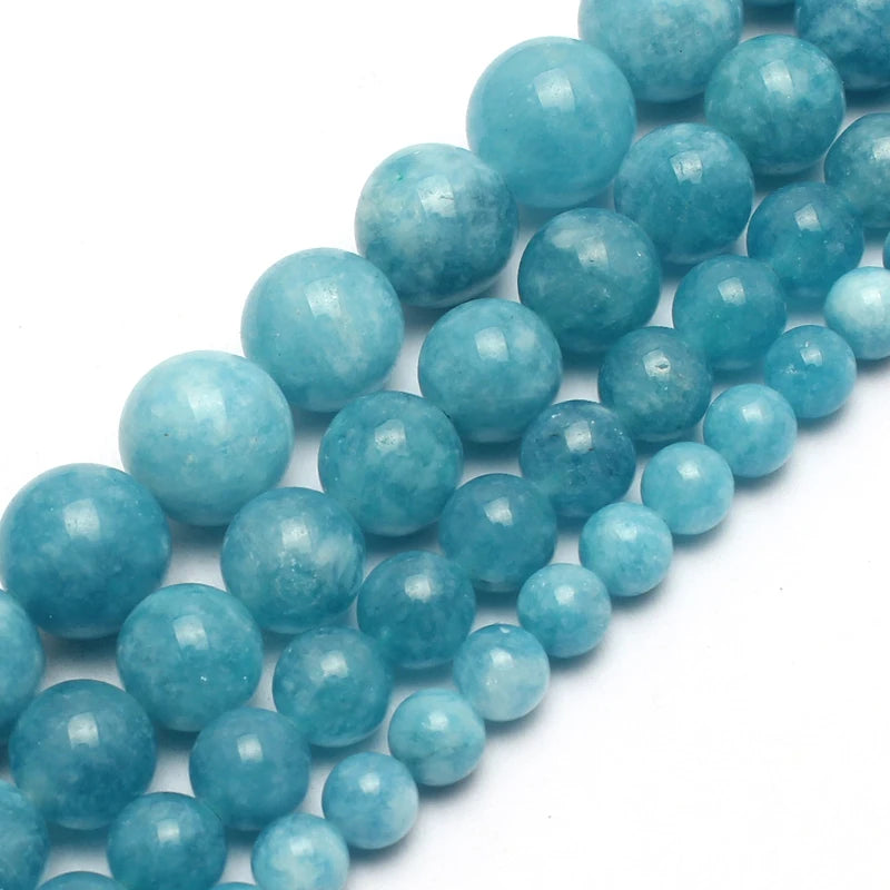 4-14mm Natural Black Volcanic Lava Stone Round Beads 15" Pick Size For Jewelry Making diy Bracelet - Blue Chalcedony / 4mm 95