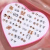 New Design Random 36 Pairs/Lot Lovely Mini Earing Cute Snowflakes Cat Butterfly Stud Earrings For Girl Fashion Daily Ear Jewe