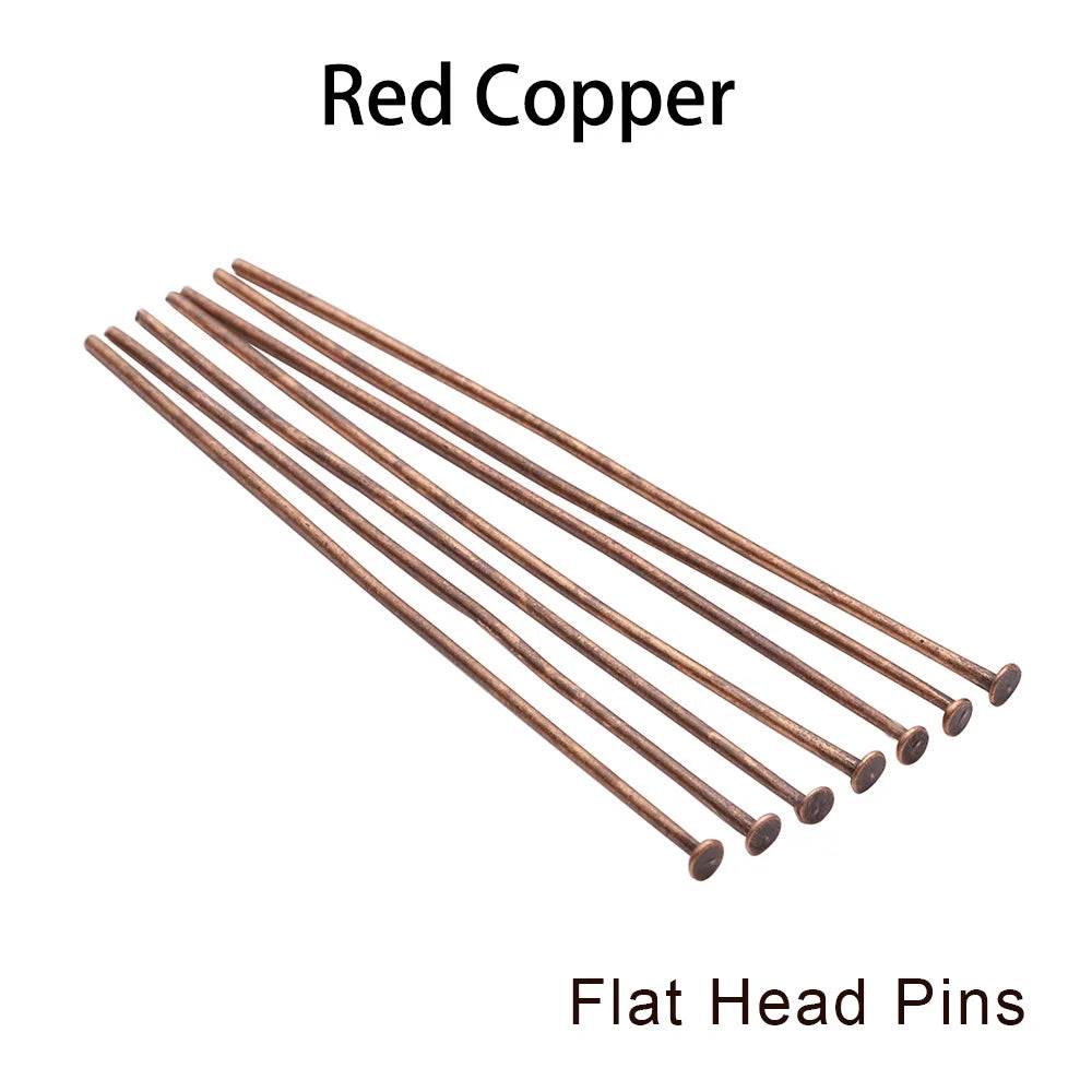 100-200Pcs/Lot 10-70mm Heads Eye Flat Head Pin Gold Plated Ball Head Pins for Jewelry Findings Making Accessories Supplies
