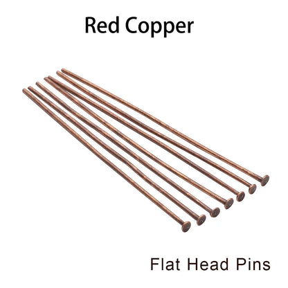 100-200Pcs/Lot 10-70mm Heads Eye Flat Head Pin Gold Plated Ball Head Pins for Jewelry Findings Making Accessories Supplies