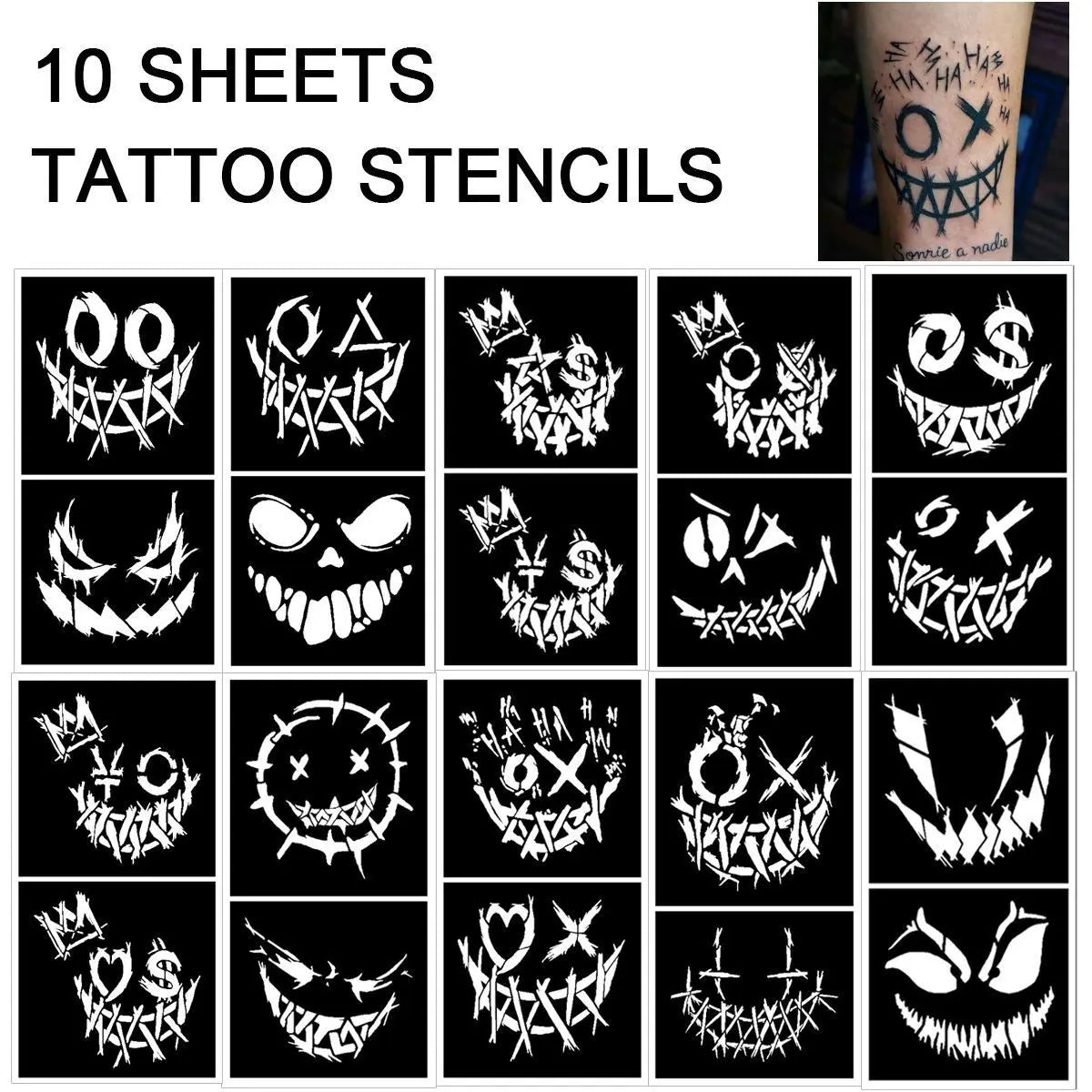 Clown Tattoo Template DIY Body Painting Template, Party, Family Tattoos and Role Playing, Festival Costume and Party Decorati