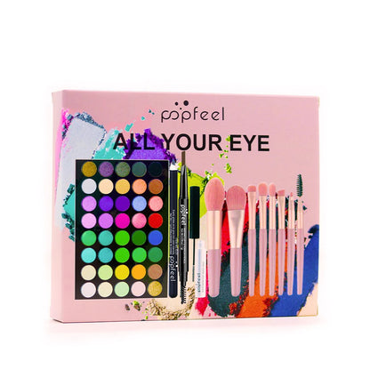 POPFEEL Eye Makeup Set 40 Color Eyeshadow Palette Eyebrow Pencil Eyeliner Pen Mascara With A Set Of Makeup Brushes Eye Cosmet