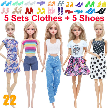 10 Pcs/Set Fashion Outfits 30cm Doll Shirt Pants Dress Shoes 11.5 Inch Doll Clothes Dollhouse 11.8" 1/6 Doll Accessories Toy 