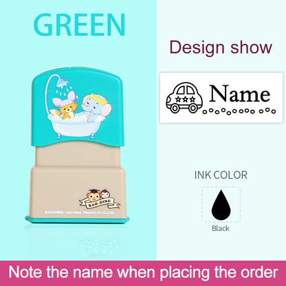 Personalized Kids Name Stamp-Custom Waterproof Seal Stamps for School,Durable Non-Fading Ink, Travel Case & Educational Tools