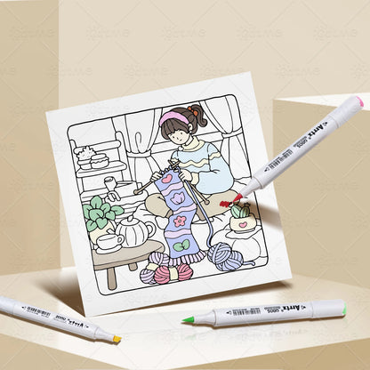 COZY SEASON Coloring Book for Adults Featuring Cartoon Bold-easy Patterns for Relaxation Kids DIY Painting Drawing Books