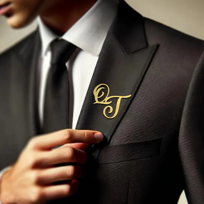 Custom Monogram Initial Name Stainless Steel Lapel Pin Personalized Brooch For Men Wedding Party Big Brooches Dad Gifts