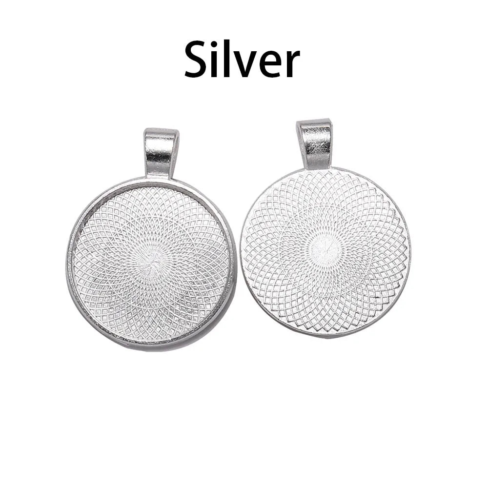 10Pcs 20/25/30mm Necklace Pendant Setting Cabochon Cameo Base Tray Bezel Blank For Pendants Cabochons Jewelry Making Accessor