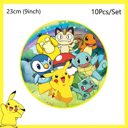 Pokemon Birthday Party Decoration Pikachu Disposable Tableware Cup Napkin Plate Tablecloth Baby Shower Cake Topper Flag Ballo