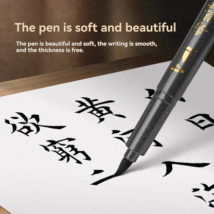 BAOKE 4-Size Calligraphy Pen Set for Writing, Drawing & Hand Lettering, Black Ink Brush Markers for Art, Calligraphy, Sketchi