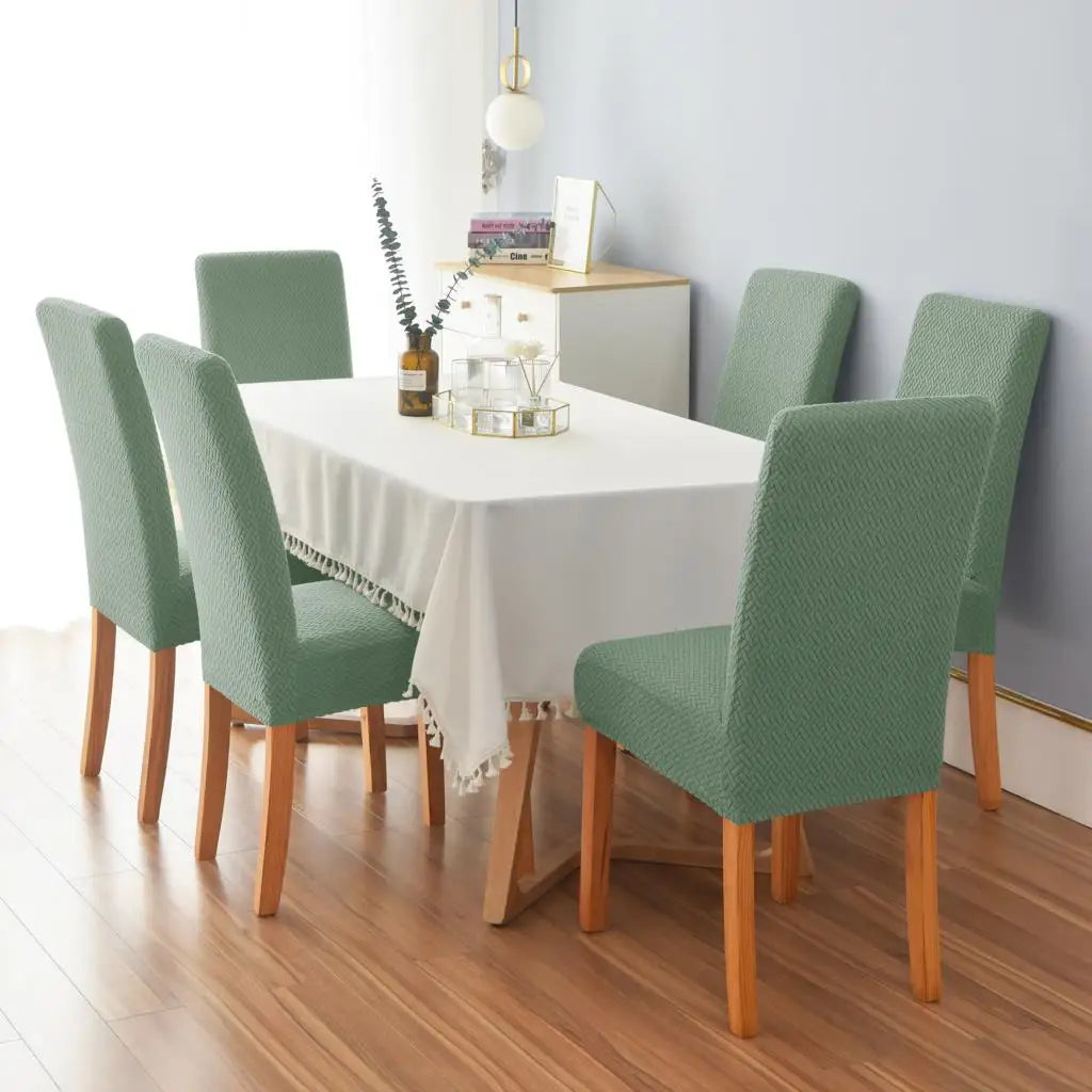 Elastic Dining Room Chair Cover Stretch Thick Jacquard Kitchen Chair Cover Slipcover For Dining Kitchen Hotel Wedding Banquet
