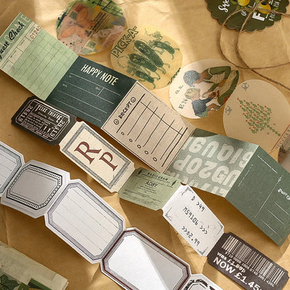 Retro scrapbook supplies, aesthetic diary tool kit, material paper set, simple Instagram style background, handmade DIY mater