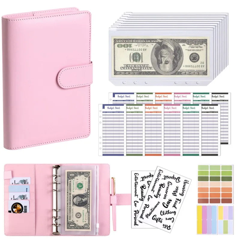 New Budget Plan Notebook A6 Cash Envelope Saving Money 6 Holes Binder for Financial Management A6 Loose-leaf Notebook Binder 