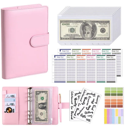New Budget Plan Notebook A6 Cash Envelope Saving Money 6 Holes Binder for Financial Management A6 Loose-leaf Notebook Binder 