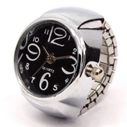 Vintage Punk Finger Watch Mini Elastic Strap Alloy Watches Couple Rings Jewelry Clock Retro Roman Quartz Watch Rings Women Me
