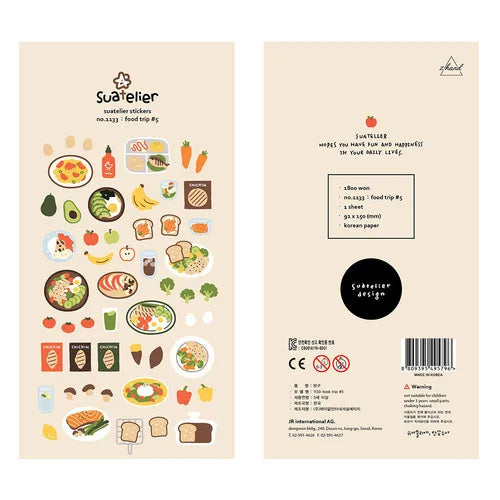 Suatelier Foods Stickers Aesthetic Scrapbooking Cute Junk Journal Ephemera Korean Deco Sticker Planner Diary DIY Craft Suppli
