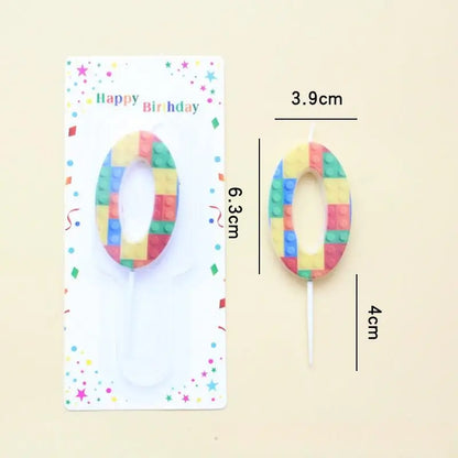 New Building Block Number 0-9 Candle 1PC Color Building Block Shaped Digital Candle Cake Decoration Birthday Baking Decor Plu