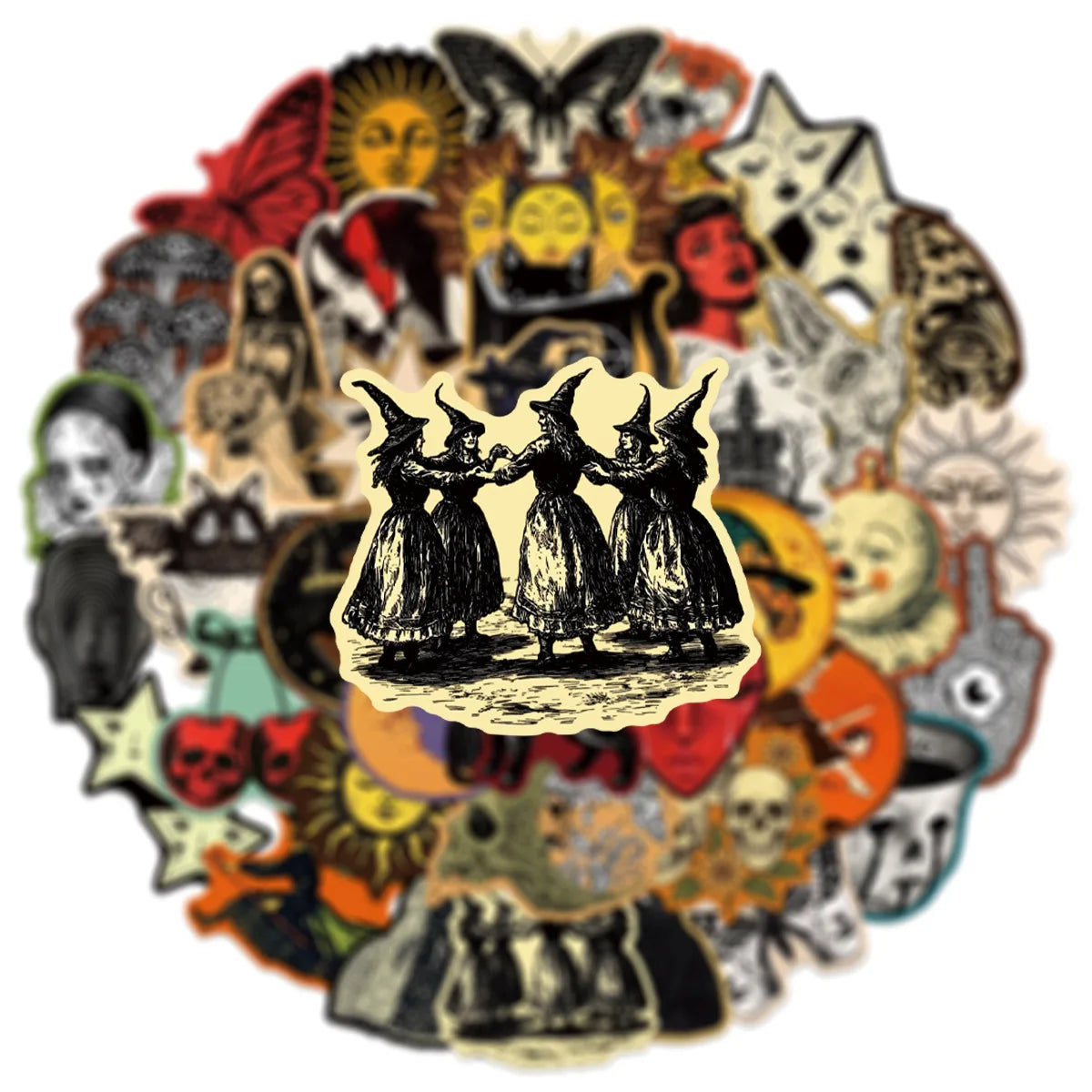 50-Pack Vintage Gothic Aesthetic Graffiti Stickers for Tablet Guitar Notebook Luggage Student Stationery DIY Waterproof Decal