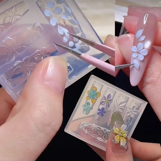 Summer Flowers Designer Acrylic Nail Mold DIY Nail Art Decoration Transparent Manicure Template