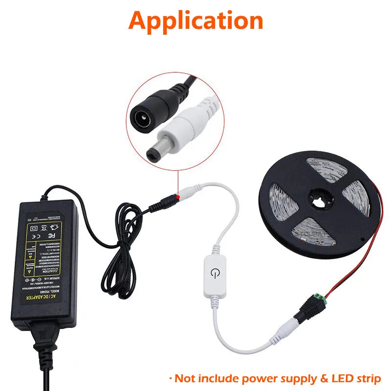 Touch / Knob / Button Switch Dimmer Brightness Adjust for 3528 5050 COB LED Strip Light DC 12V 24V USB 5V Stepless Dimming