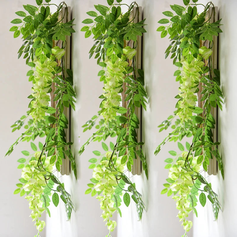 7ft 2m Flower String Artificial Wisteria Vine Garland Plants Foliage Outdoor Home Trailing Flower Fake Flower Hanging Wall De