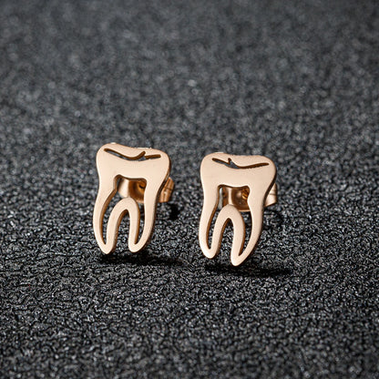 Punk Stainless Steel Dentist Tooth Stud Earrings For Women Doctor Nurse Tragus Piercing Earrings Jewelry Accessories Aretes