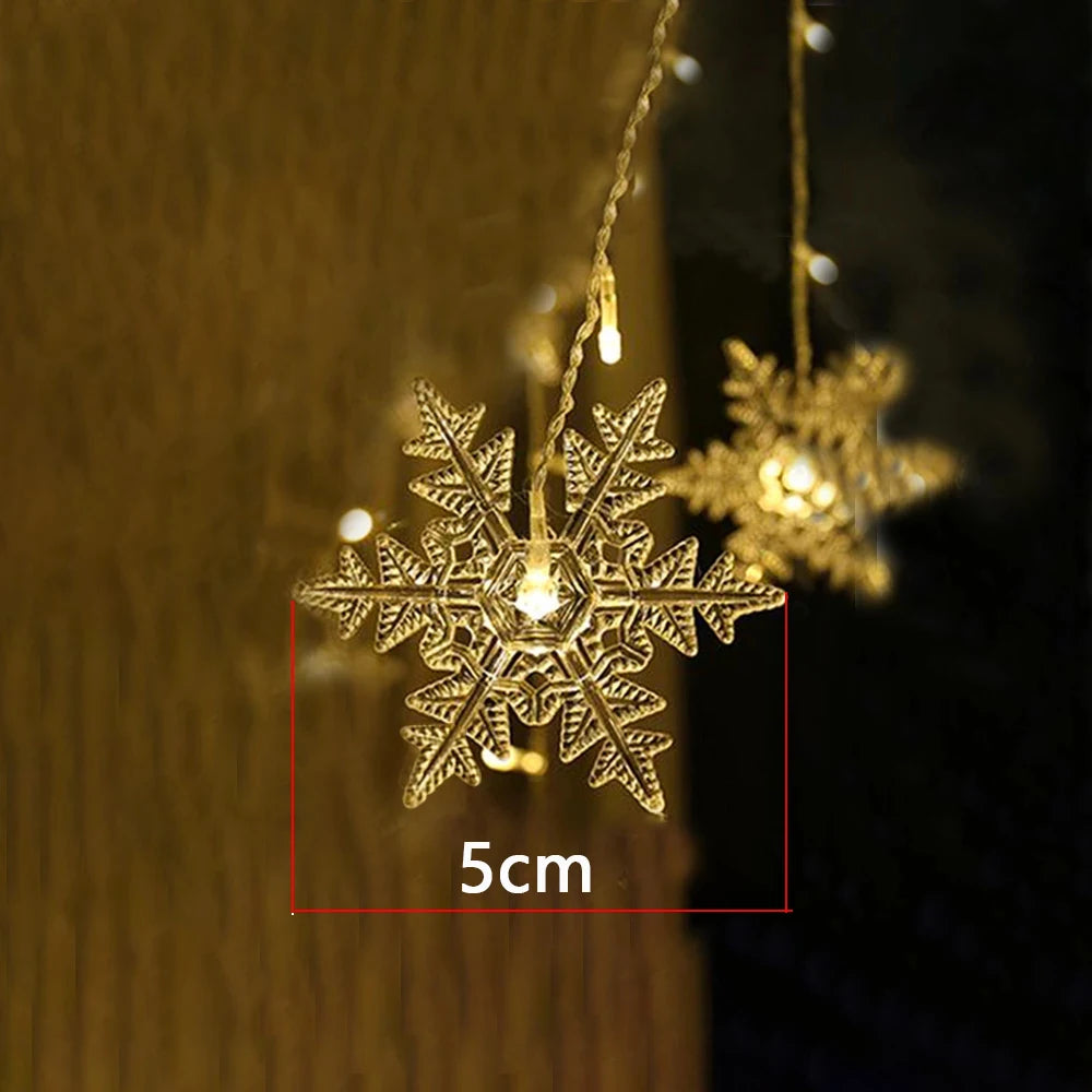 Christmas Decor Snowflake Window Curtain Garlands Led Icicle Fairy Lights Outdoor Garland for Home Party Garden New Year Deco