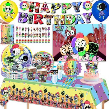 Dandys World Theme Birthday Party Decoration Disposable Tableware Dandy Balloon Napkin Backdrop For Baby Shower Kid Gift Supp