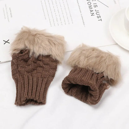 Rabbits Knitted Gloves, Faux Rabbit Hair Mittens, Warm Fingerless Gloves for Winter, Cozy Texting Gloves, Stylish Outdoor Han