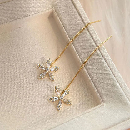 Trendy Long Wire Tassel Thread Chain Climb Star Heart Beads Pendants Drop Earrings women's Straight Hanging Earings Jewelry -