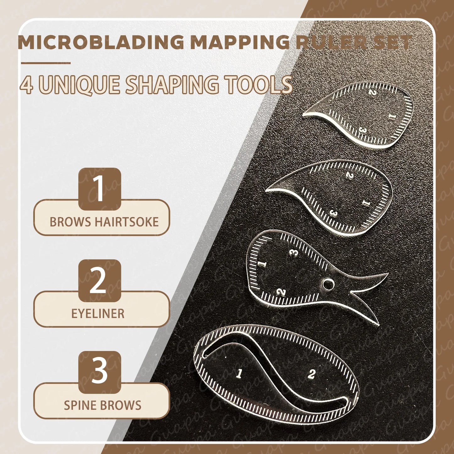 Tear Drop Arch Brow Mapping Tool Kit 1 Minute Brow Shaping Ruler Template Stencils Fast Drawing PMU Eyebrow Hairstroke Eyelin