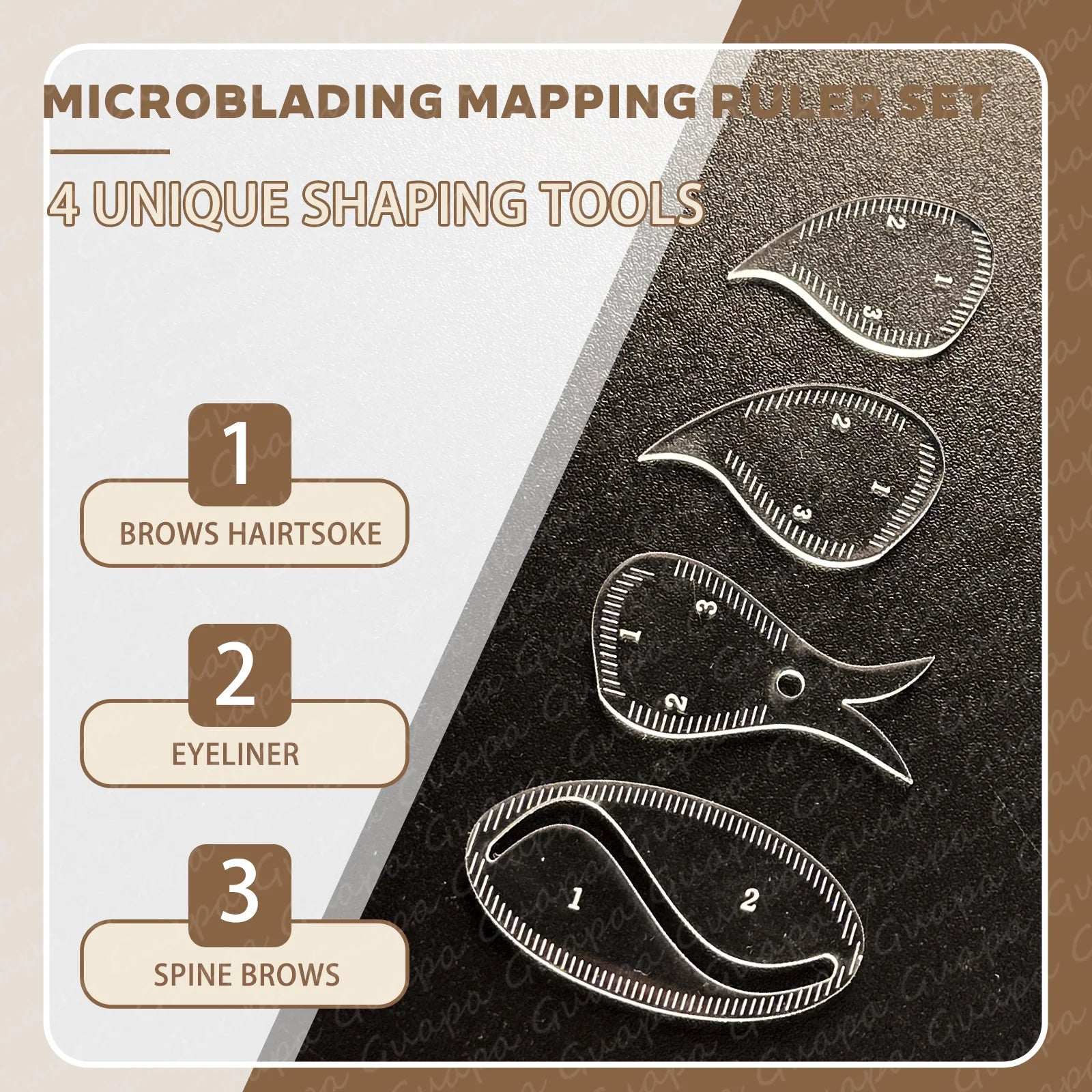 Tear Drop Arch Brow Mapping Tool Kit 1 Minute Brow Shaping Ruler Template Stencils Fast Drawing PMU Eyebrow Hairstroke Eyelin