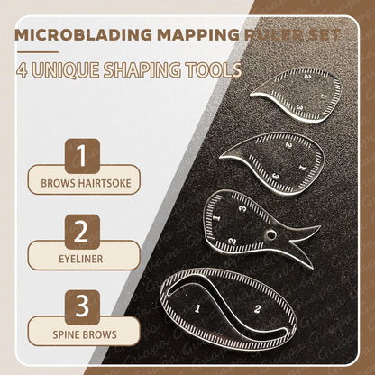 Tear Drop Arch Brow Mapping Tool Kit 1 Minute Brow Shaping Ruler Template Stencils Fast Drawing PMU Eyebrow Hairstroke Eyelin