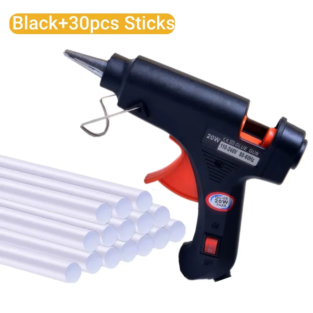20W Hot Melt Glue Gun DIY Mini Household Industrial Guns Heat Temperature Thermo EU Electric Repair Tool Use 7mm Glue Sticks 