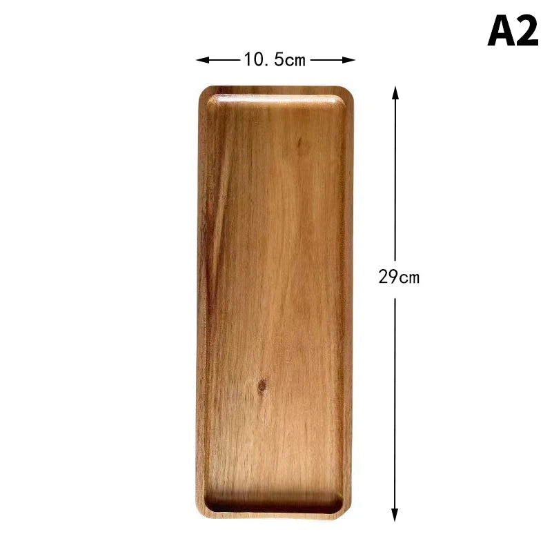 1PC Wooden Serving Trays Oval Wood Tray Platters for Serving Food Dishes Dinner Plates Solid Wood Round Dessert Plate - A2