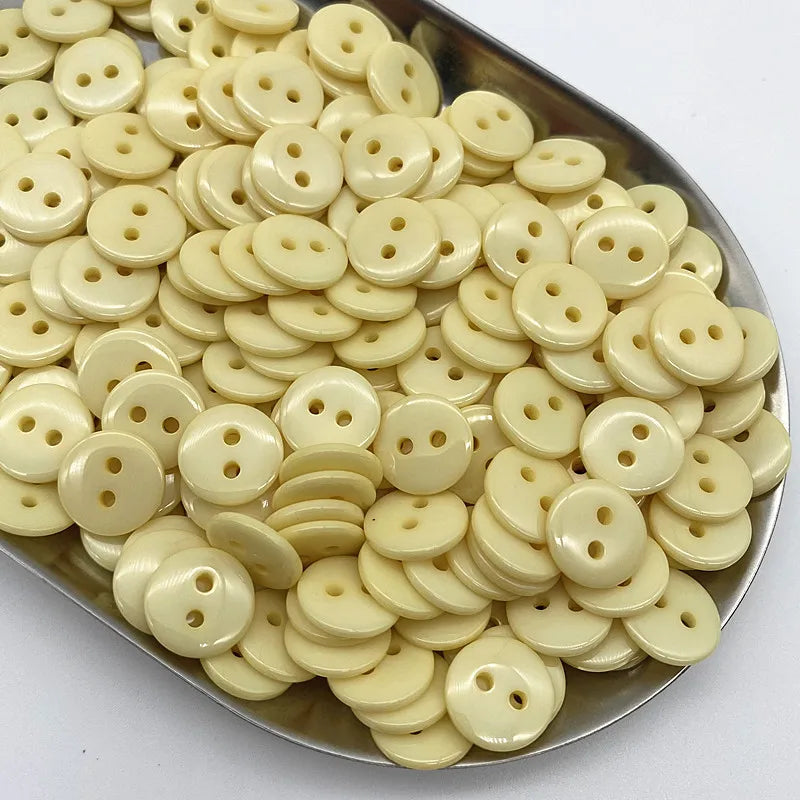 50pcs 11.5mm Colours Double Eye Bread Button Round Resin Sewing Buttons Diy Scrapbooking Multicolour - 09