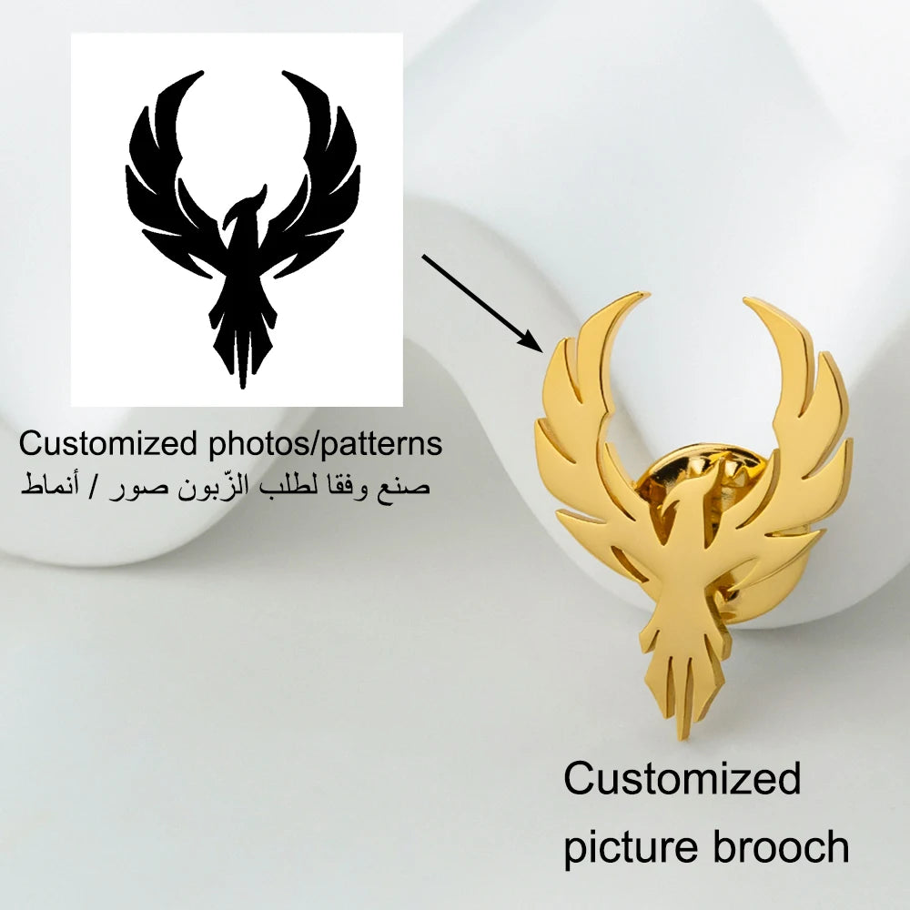 Personalized Company Logo Painting Image Custom Brooch Lapel Pins Stainless Steel Collar Pin Gift Badges Jewelry for Clothes