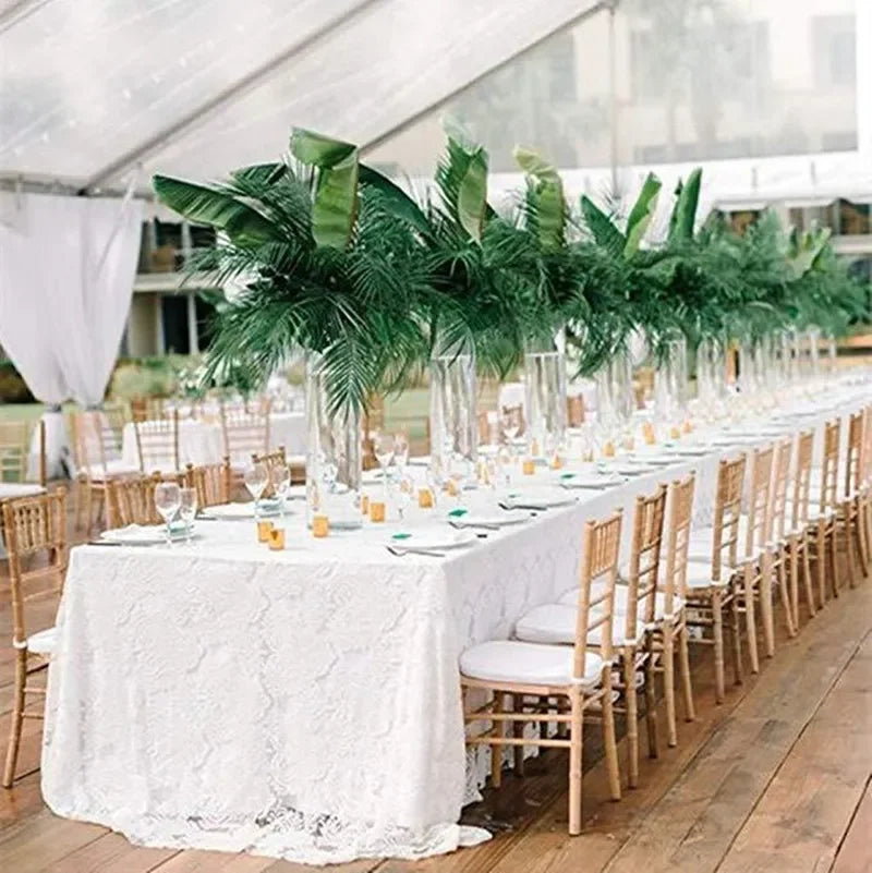 Rustic Wedding White Lace Tablecloth Vintage Embroidered Reception Table Cloth Decor Boho Party Valentine's Day Tablecloth