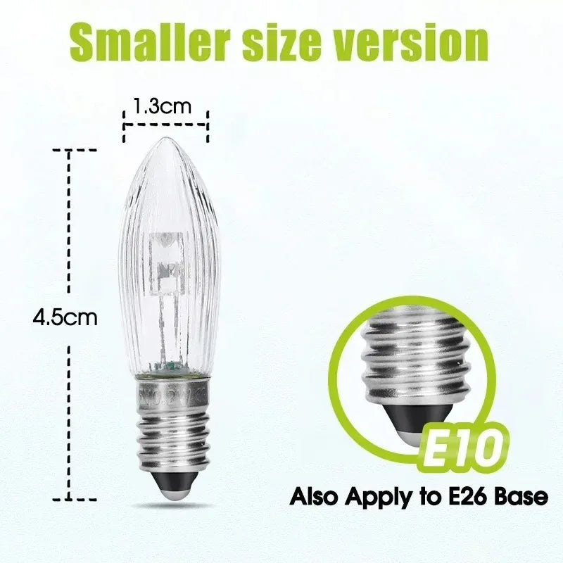 Warm Light Glass Bulbs Tapered Candles E10 LED Replacement Bulbs for Lights Candle Arch Bathroom Kitchen Home Lamps Bulb Deco