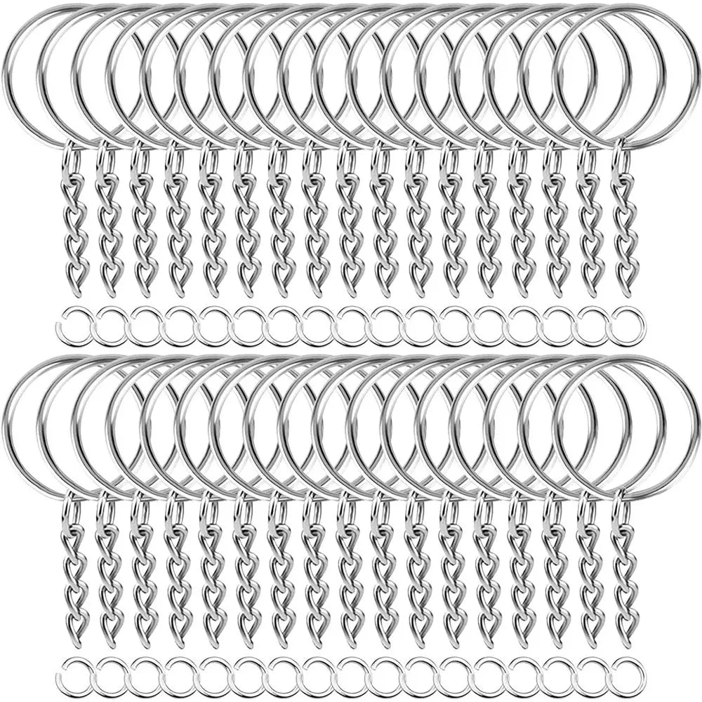 20/50pcs Silver Color Metal Blank Keyring Keychain Split Ring Keyfob Key Holder Rings DIY Findings Making Keychain Accessorie