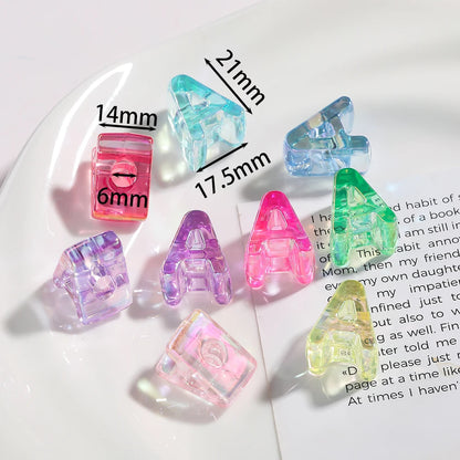 5pcs/lot Multicolour Random Letter Beads Acrylic Transparent Alphabet Bead For Jewelry Making DIY Necklace Keychain Accessori