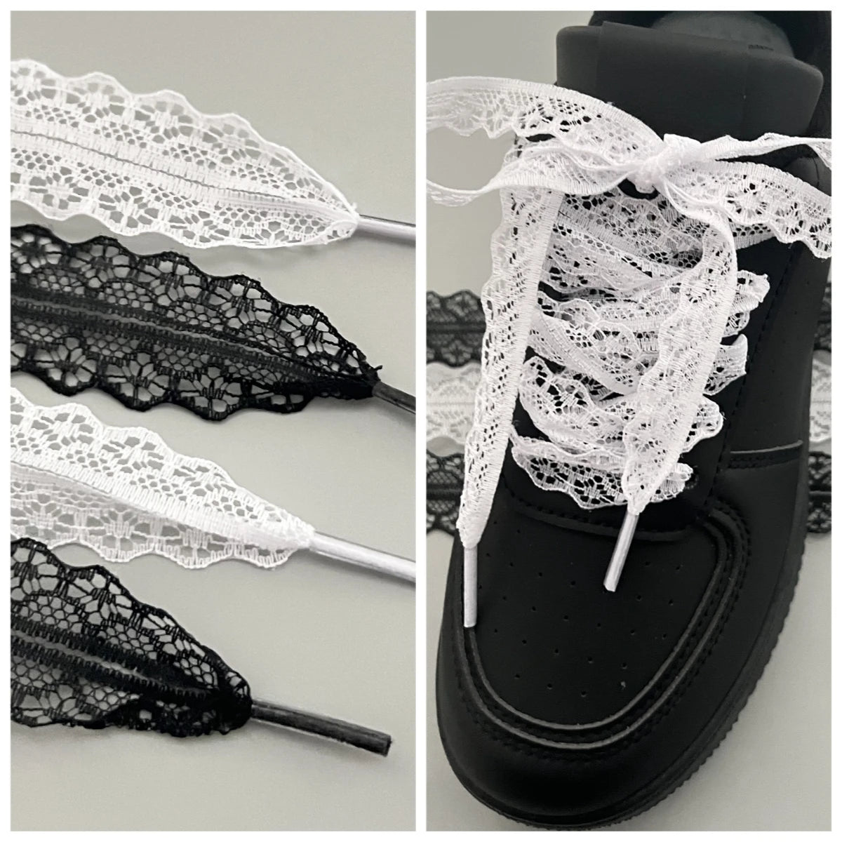 Lace Shoelaces for Women Casual Shoes 2.9CM Width Flat Shoelace for Sneakers Black White Shoe Laces Accessorices