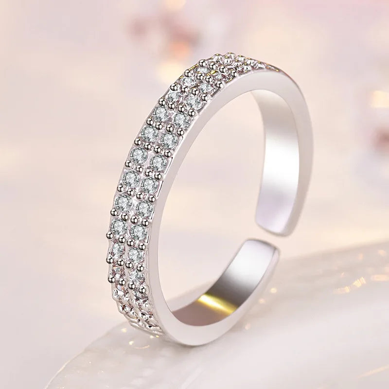 925 Sterling Silver Ring Sparkle Zircon Luxury for Women Rings Wedding Fine Jewelry Accessories Party Gift - YJ-1 J116
