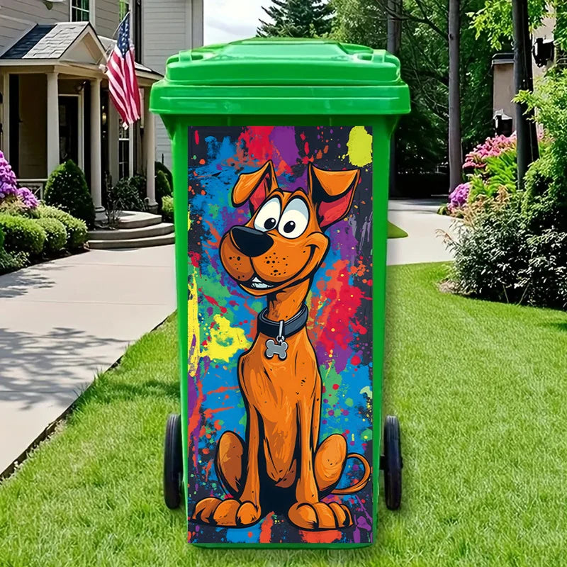 Adorable Cartoon Dog Rubbish Bin Stickers - Funny Kitchen Decor, Removable And Waterproof Vinyl, Home Decoration Wall Decals