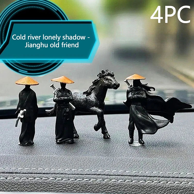 Resin Mini Figurines Decorative 50mm Ancient Sino-Japanese Samurai Warriors Office Cubicle Home Desktop Car Interior Model Gi