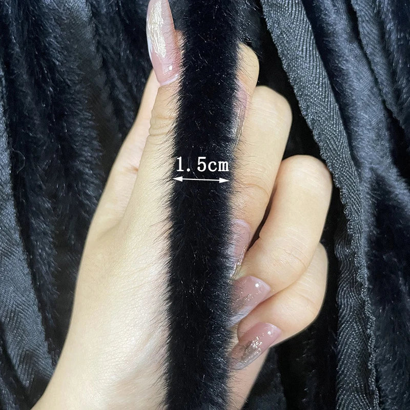1m Faux Fur Ribbon Tapes DIY Apparel Sewing Fluffy Trim Fabric Sewing Stage Costume Plush Artificial Fur Stripe Decoration - 