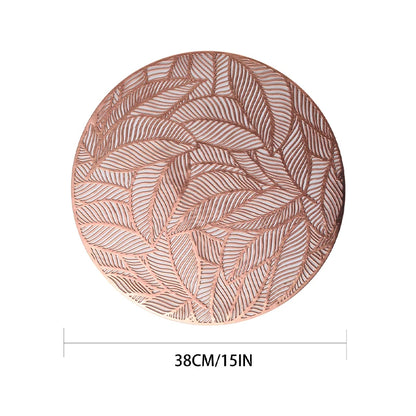 Set of 4 Table Mat Leaf Golden PVC Placemat Hollow Insulation Coaster Pads Table Bowl Home Christmas Modern Style Decor - ROS