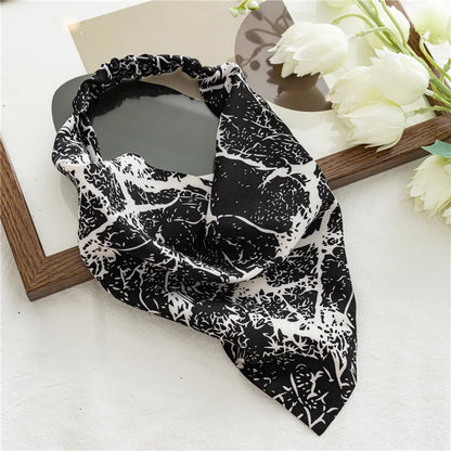 2022 Summer Vintage Print Flower Beach Bandana Hair Scarf Fashion Elastic Rubber Headbands for Women Girl Hair Accessories - 
